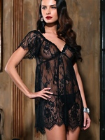 Mia-Amore	2024 Комплект Chanell (сорочка + стринг) L черный Распродажа 50%